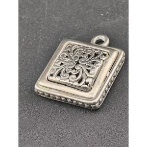 Vintage Sterling Silver 925 Square Filigree Pendant Charm - 12g